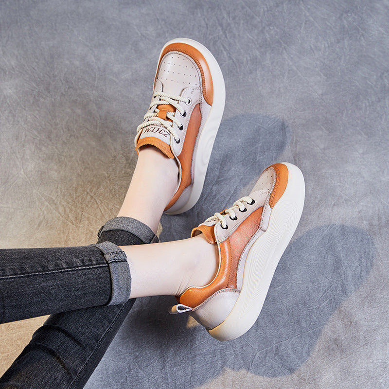 Dame Fritids Læder Sneakers med polstret sål Stilla