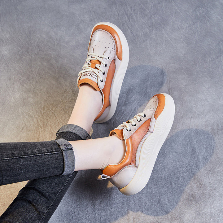 Dame Fritids Læder Sneakers med polstret sål Stilla