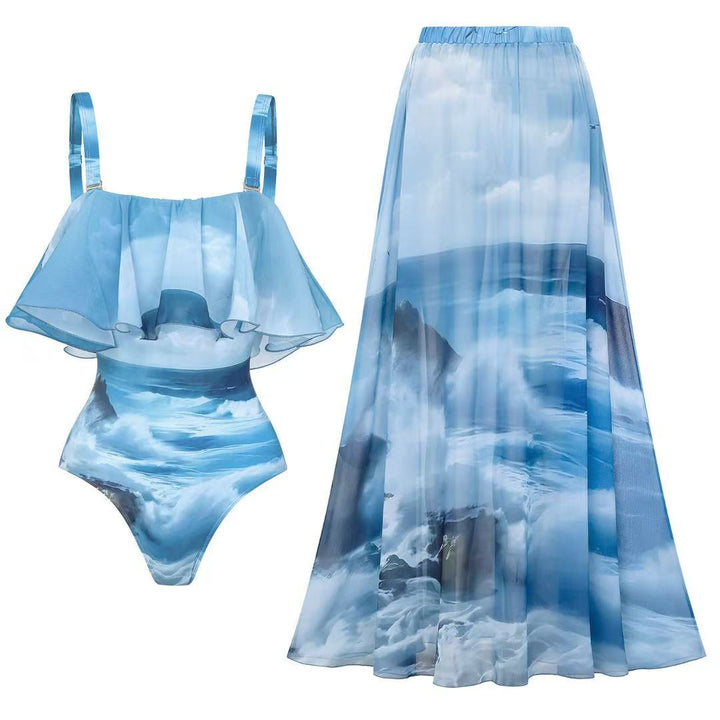Dame bikini kjole med voluminøs flæse snit og elastisk talje Stilla