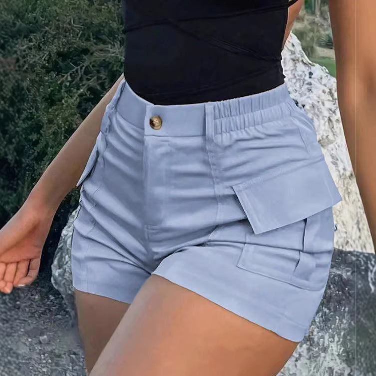 Dame Cargo-shorts med høj talje og praktiske lommer Skovae