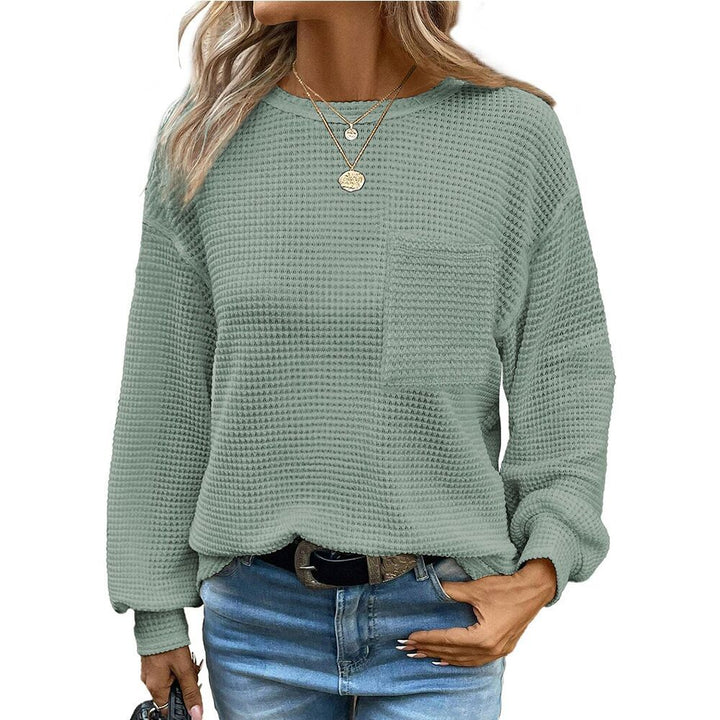 Dame afslappet Waffle-design sweatshirt med lommer Stilla