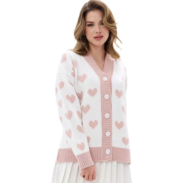 Femme Hjerteprint Cardigan Stilla