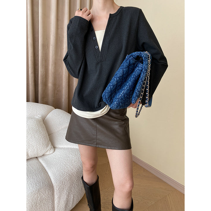 Kvinders Urban Sweater med Knap Detaljer Stilla