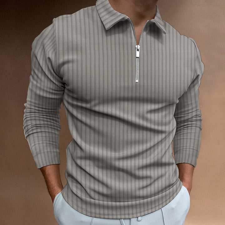 Herrer Langærmet Poloshirt med moderne Lynlås Stilla