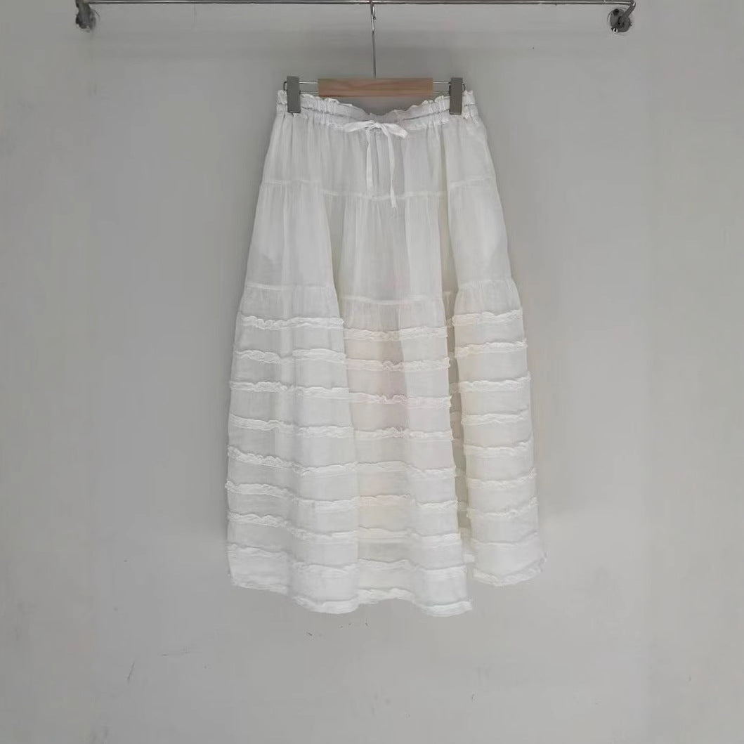Femme Bohemian lagdelt maxi-nederdel med elastisk talje Stilla