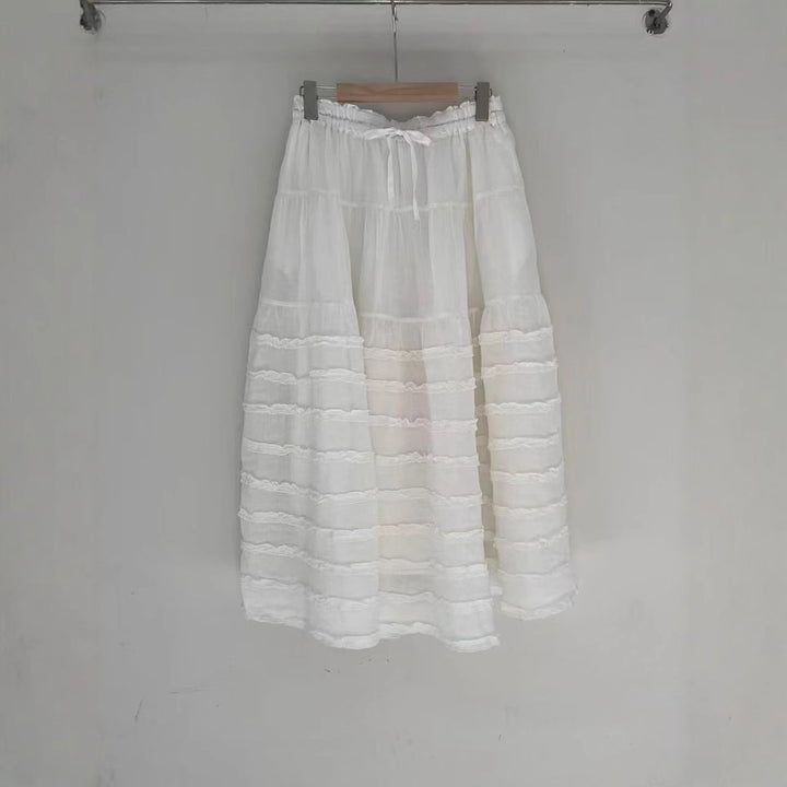 Femme Bohemian lagdelt maxi-nederdel med elastisk talje Stilla