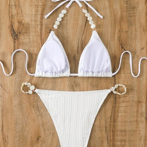 Dame Triangel-Bikini-Sæt med elegante muslingedetaljer og raffineret design Stilla
