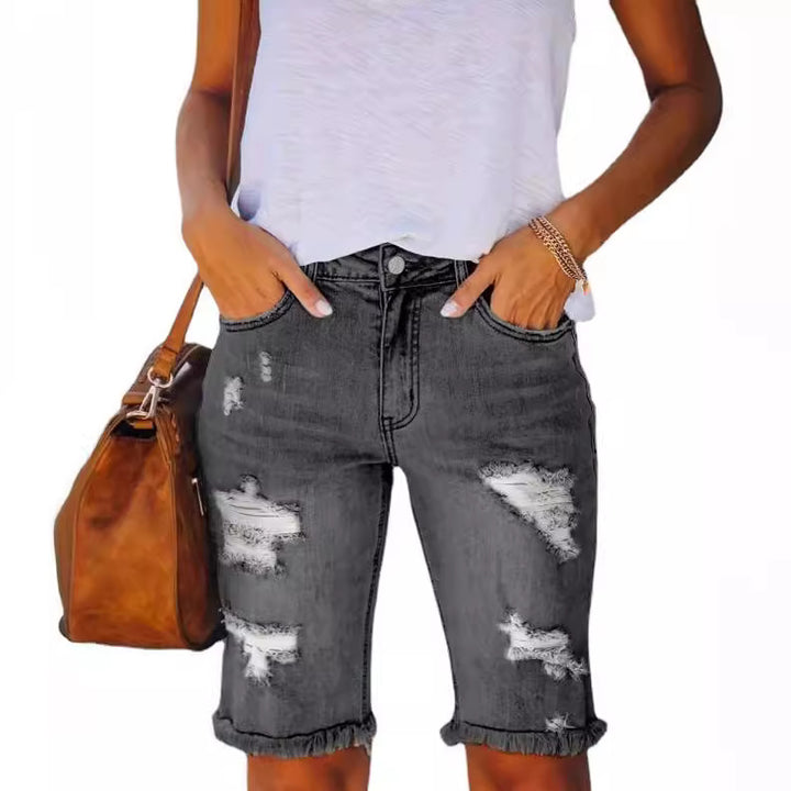 Dame Ødelagt Denim-Shorts Stilla