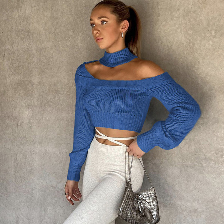 Dame Cropped Strikpullover med asymmetrisk udskæring Stilla