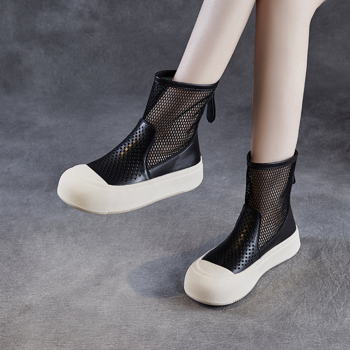 Femme Stylish Høj-Top Mesh Ankelsneaker Stilla