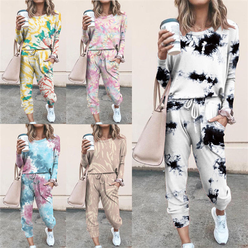 Femme Langærmet Tie-Dye Lounge Sæt Stilla