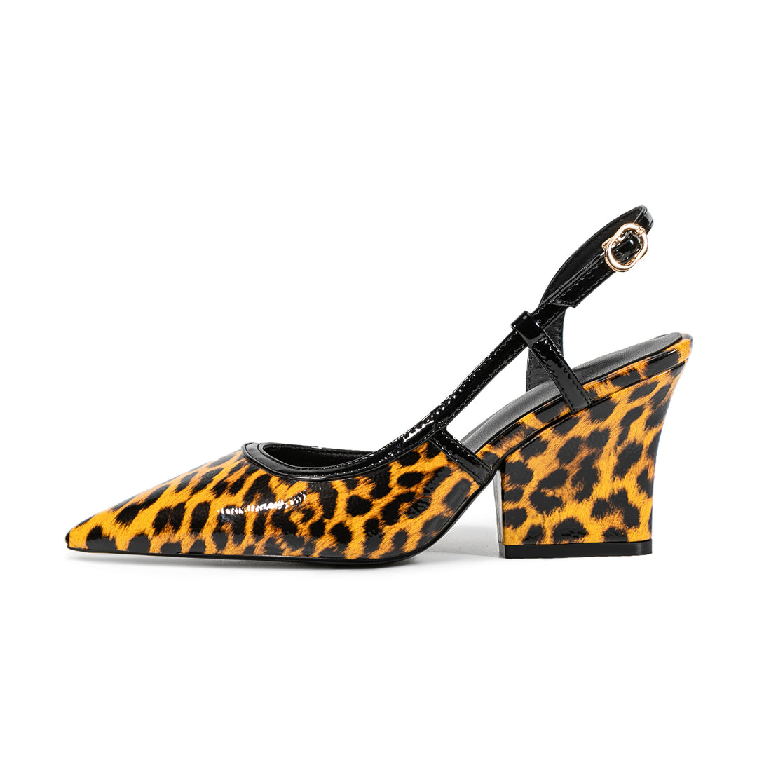 Femme Slingback Spids-Hæl med Chunky Blokstøtte Design Stilla
