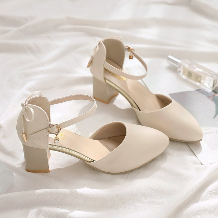 Dame elegante Slingback-pumps med moderne knude-detalje og stabil blokhæl Stilla