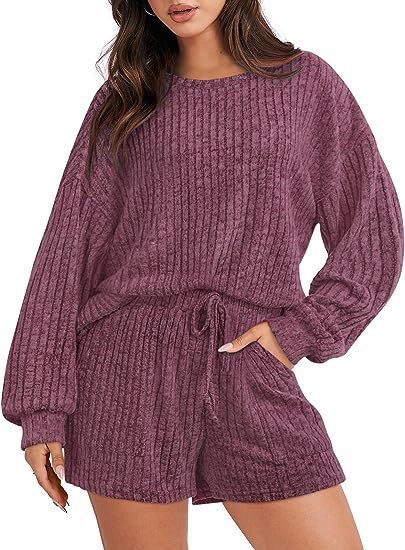 Dame Behageligt Strik-Loungewear-Sæt med løs pasform Stilla