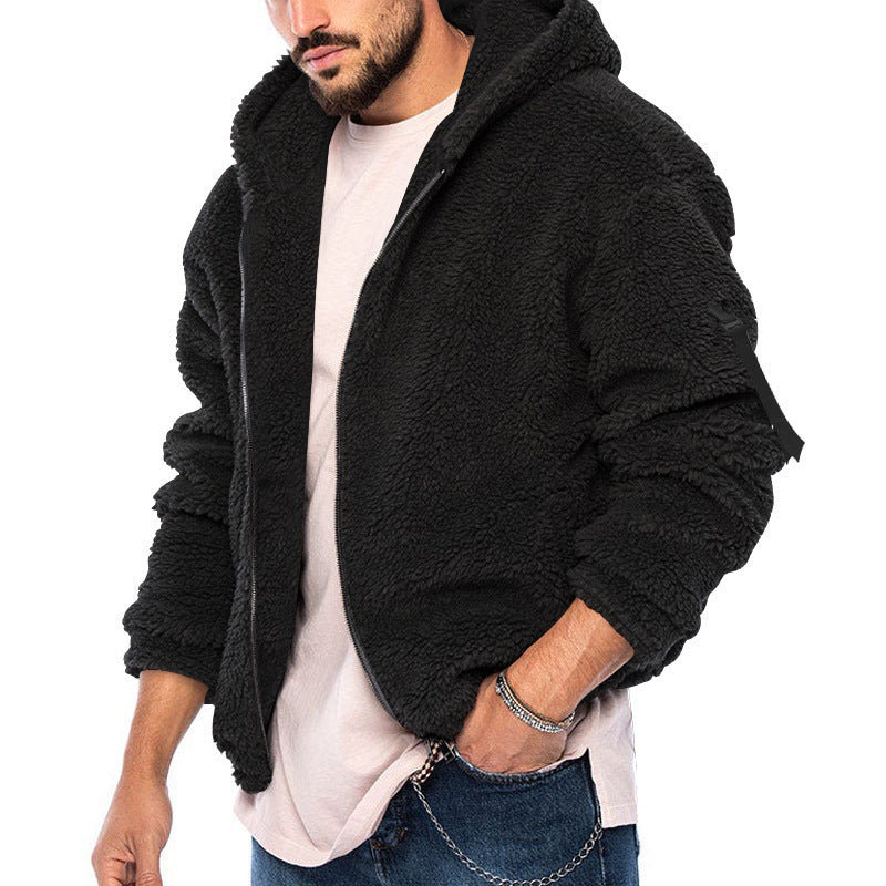 Herrer Teddy-fleece-jakke med hætte Stilla