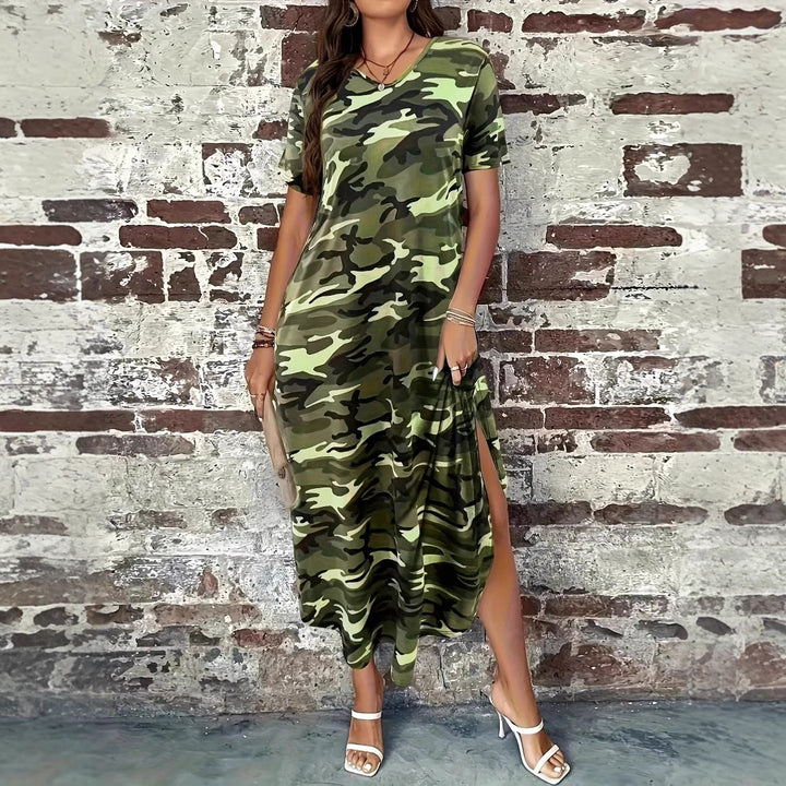 Dame Fritid Camo Print Maxi Kjole Stilla
