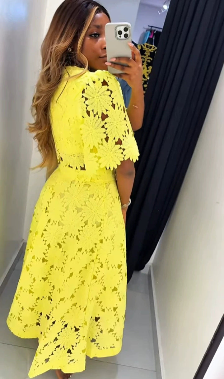 Dame Elegant spids-outfit med kort top og lang nederdel Stilla