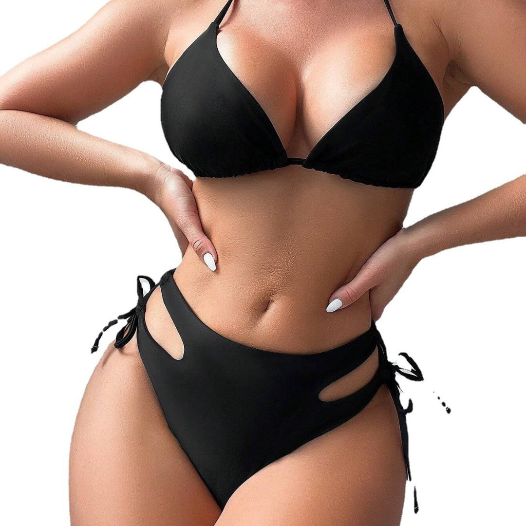 Femme grafiktryk bikini-sæt med justerbare bindebånd Stilla