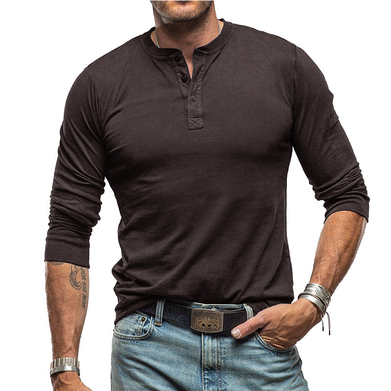 Herre langærmet Henley-shirt med stilfulde accenter og åndbart materiale Stilla
