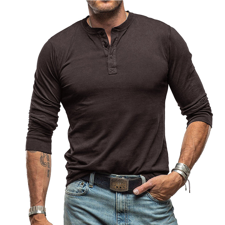 Herre langærmet Henley-shirt med stilfulde accenter og åndbart materiale Stilla