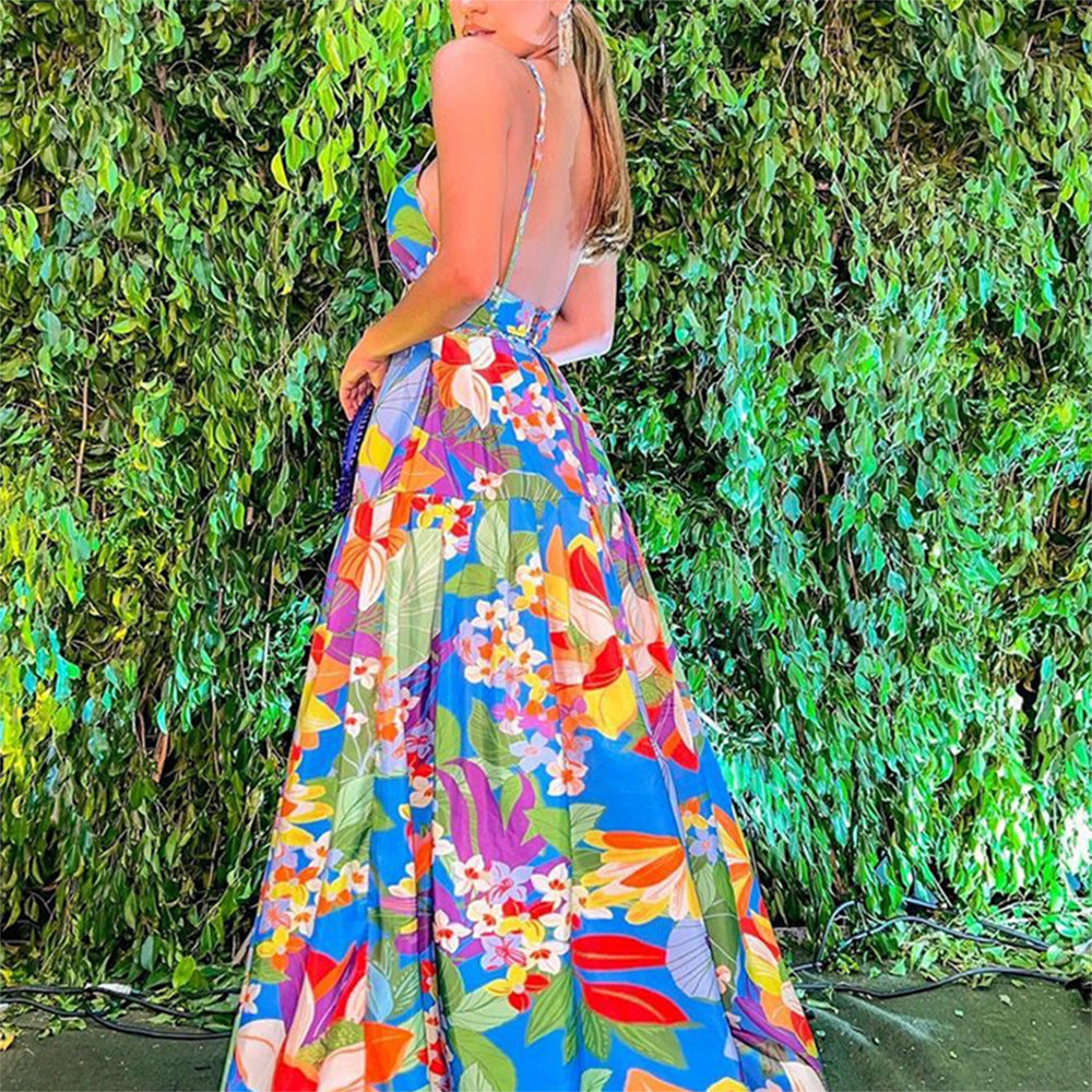 Dame Maxi-kjole med farverigt blomsterdesign Stilla