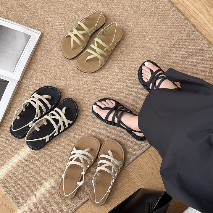Femme justerbare krydsrem flade sandaler Stilla