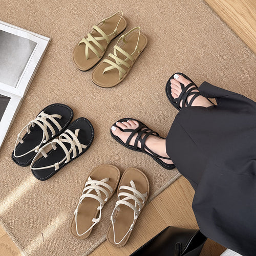 Femme justerbare krydsrem flade sandaler Stilla