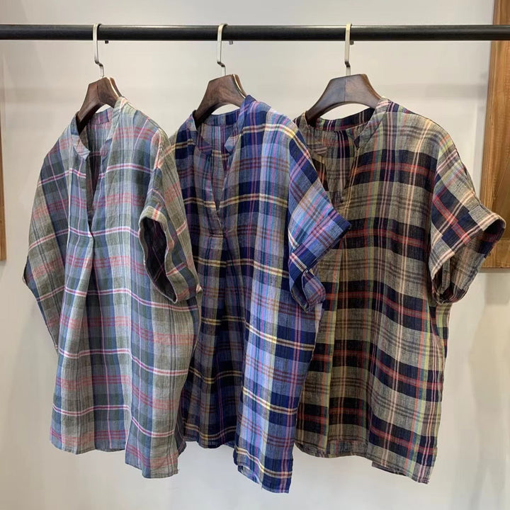 Femme Relaxed Fit Kortærmet Skakbluse Stilla