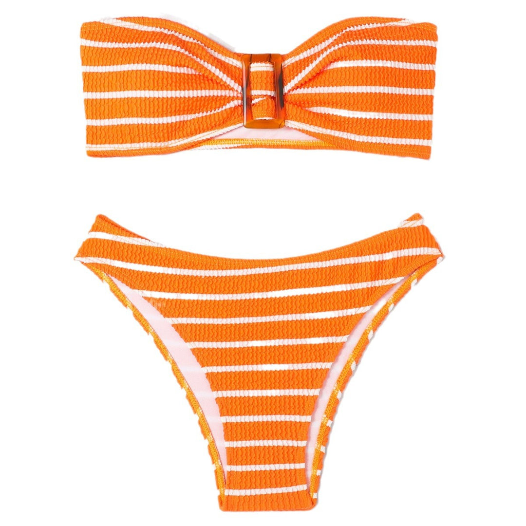 Dame bandeau bikini sæt med raffineret knude design og høj taljeudskæring Stilla
