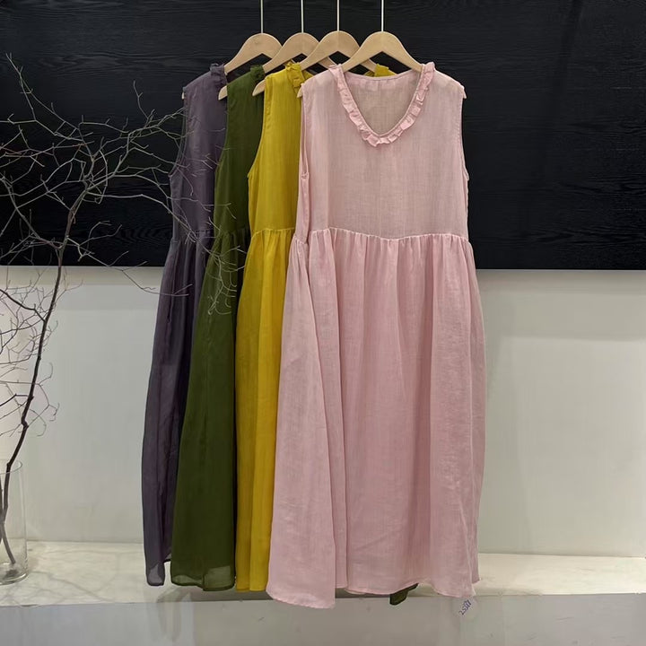 Dame Ruffle Uddybning Flydende Maxi Kjole Stilla