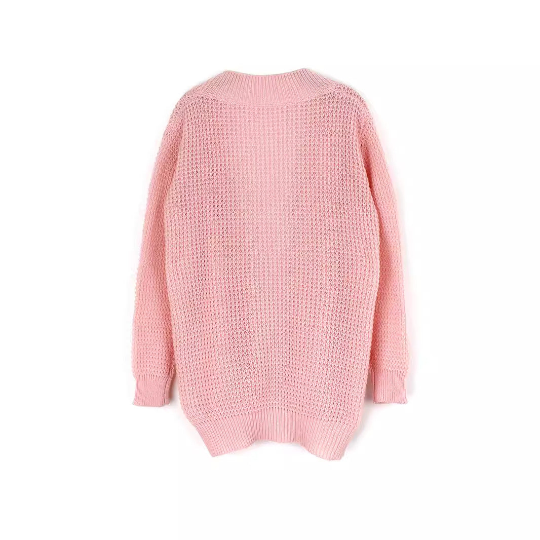 Dame afslappet strik cardigan med praktiske lommer og åbent design Stilla