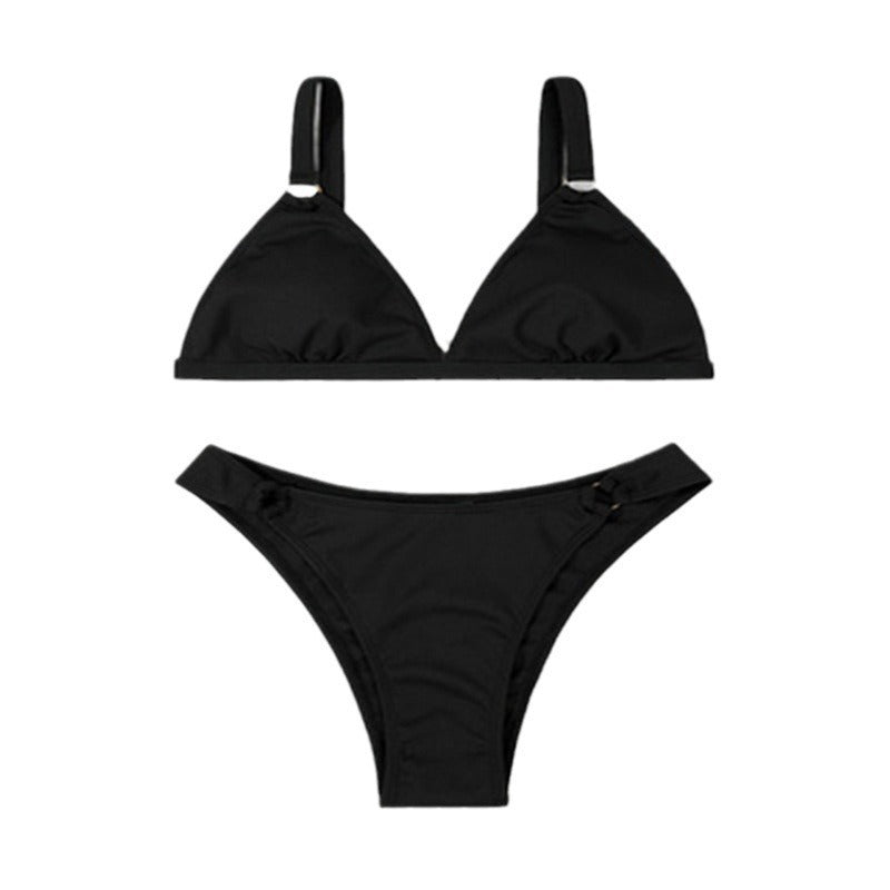 Dame Triangel-Bikini med elegante ringdetaljer og justerbare stropper Stilla