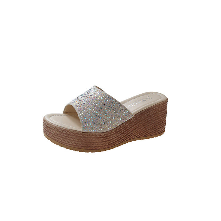 Dame Wedge-sandaler med glitterende strass og komfortabelt fodseng Stilla