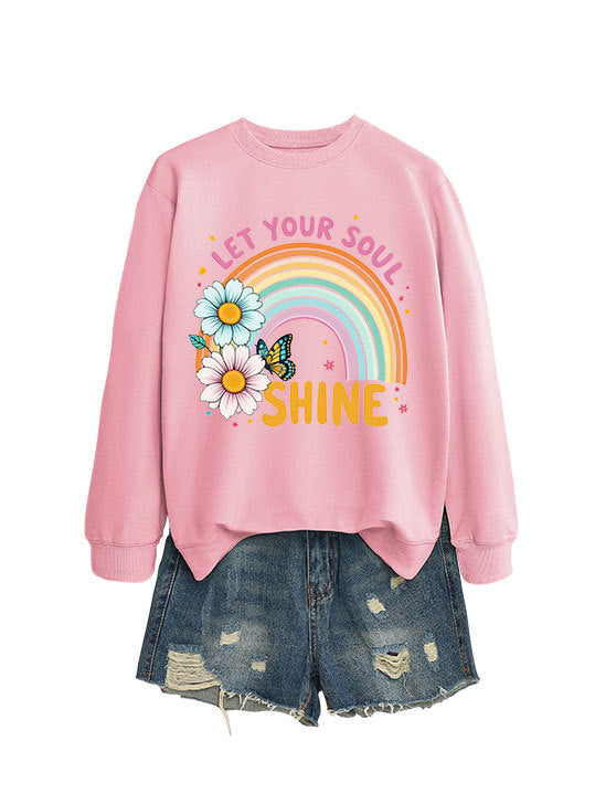 Kvinders sweatshirt med farverig gradient og blomster grafisk design Stilla