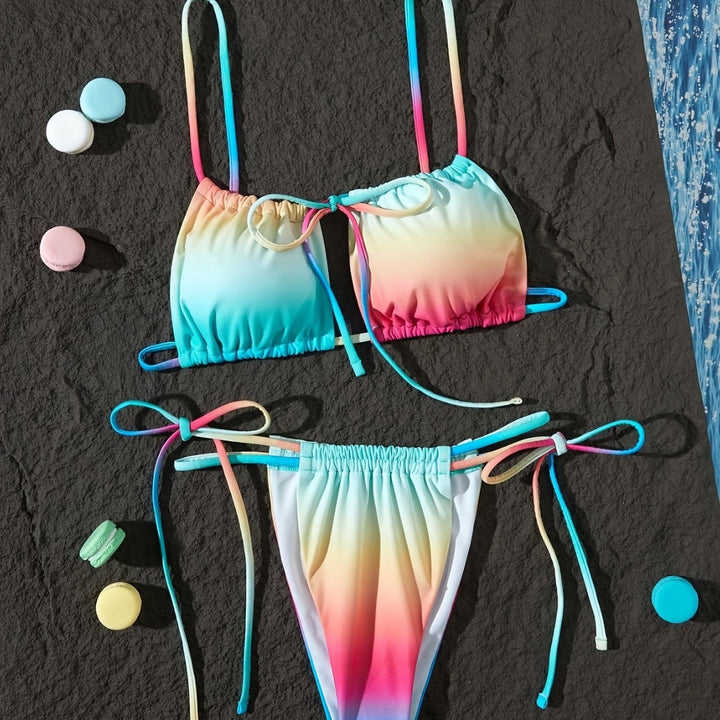Dame bikini-sæt med glitrende stof og justerbare bindebånd Stilla