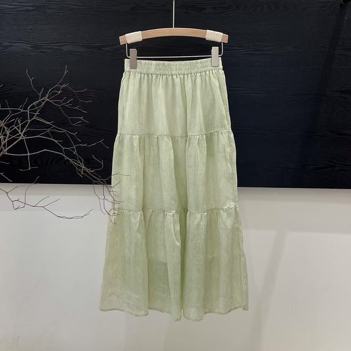 Dame lagdelt Midi-nederdel med elastisk linning Stilla