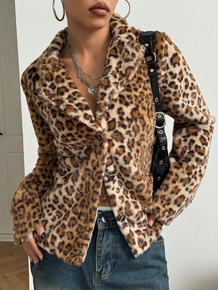 Kvindelig elegant leopardprint blazerjakke Stilla