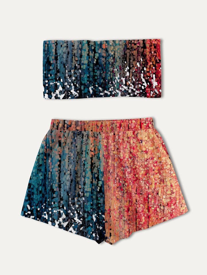 Dame cropped Top og Shorts Sæt Stilla