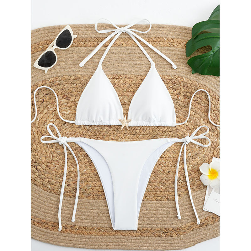 Damer triangel-bikini med justerbare bindebånd og delikate skaldetaljer Skovae