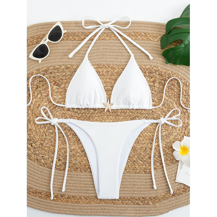 Damer triangel-bikini med justerbare bindebånd og delikate skaldetaljer Skovae