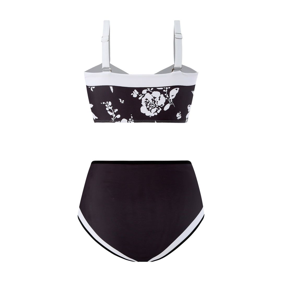 Dame højtaljet bikini med aftageligt pude og blomsterprint Stilla