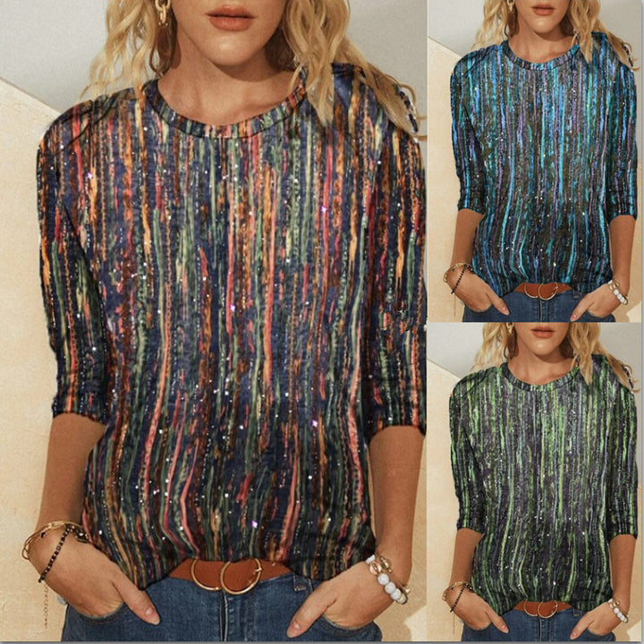 Dame luksus sweatshirt med glimmerstribe Stilla