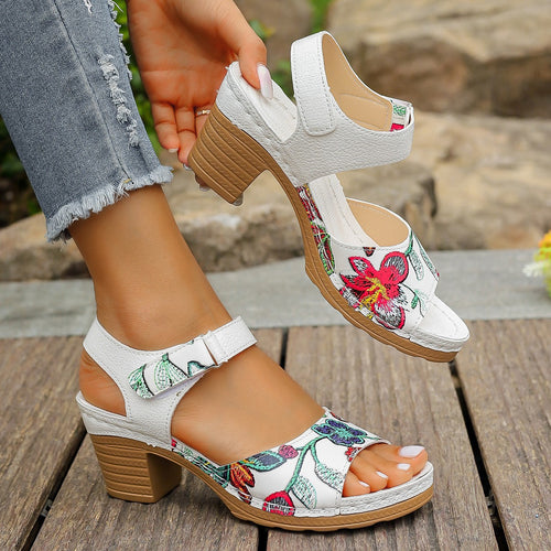Dame sandaler med blomsterdesign, håndlavet og komfortabel sål Stilla