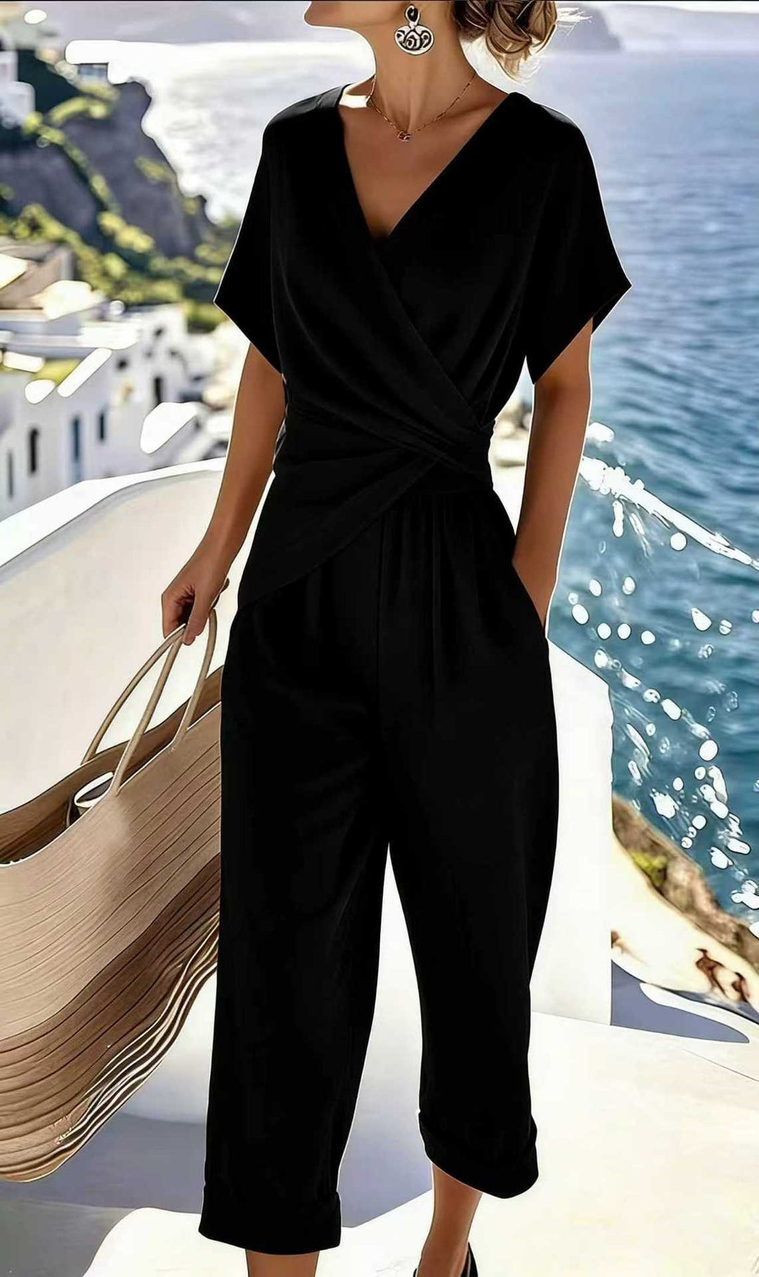 Dame Elegant jumpsuit med vikkelook og brede ben Skovae