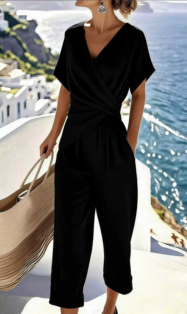 Dame Elegant jumpsuit med vikkelook og brede ben Skovae