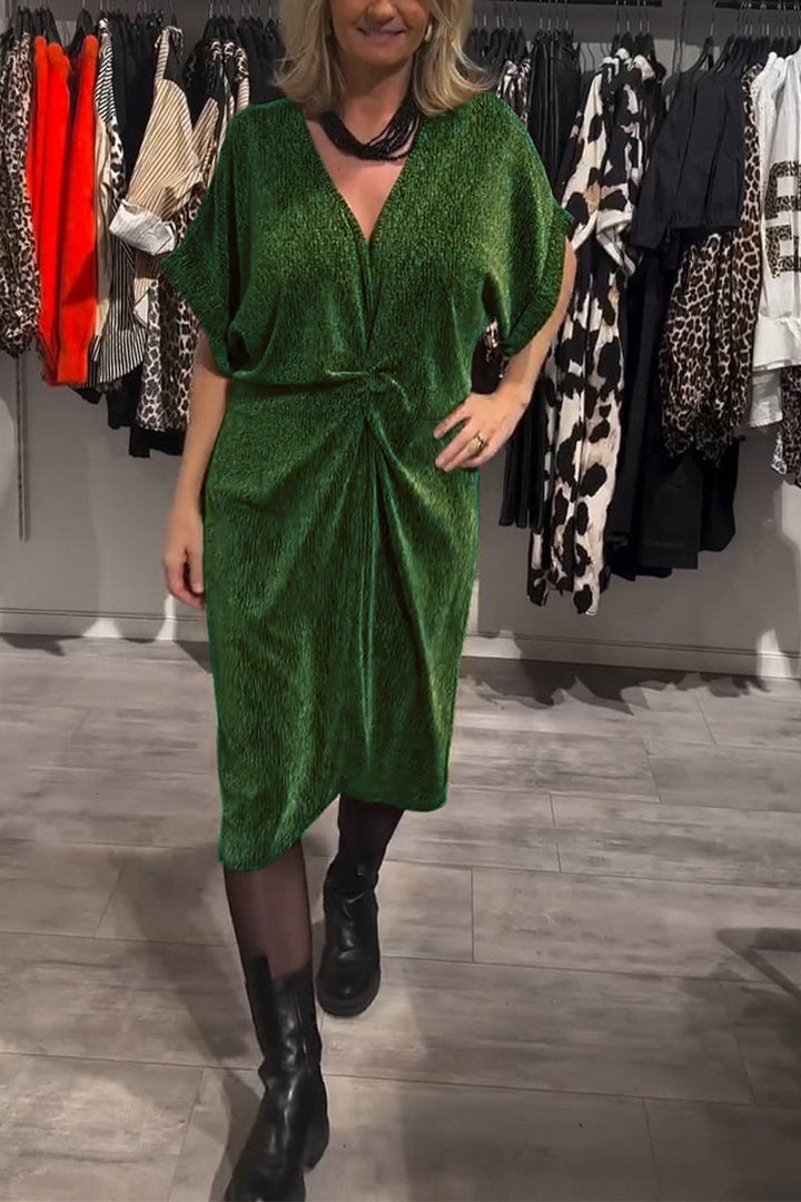 Dame Soft Velours Wrap Midi Kjole Stilla