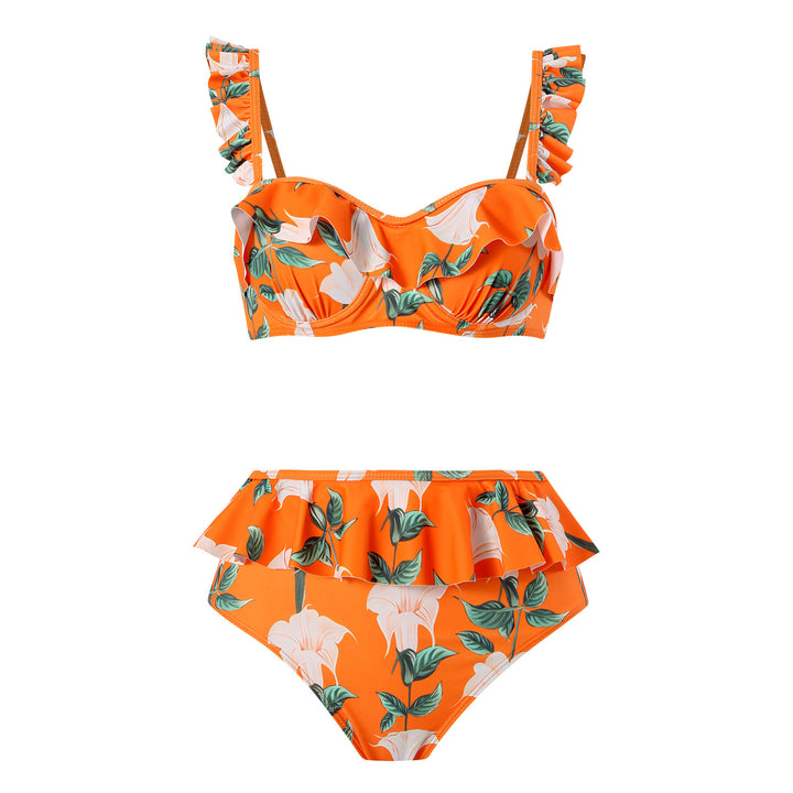 Dame bikini sæt med flæse detaljer og matchende indpakningsskørt Stilla