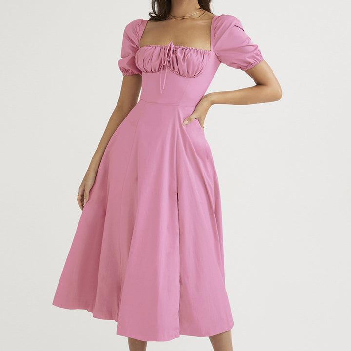 Kvindernes maxi kjole med off-the-shoulder design og voluminøse puffærmer Stilla