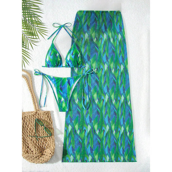 Dame Triangle Bikini Sæt med matchende Cover-Up Stilla