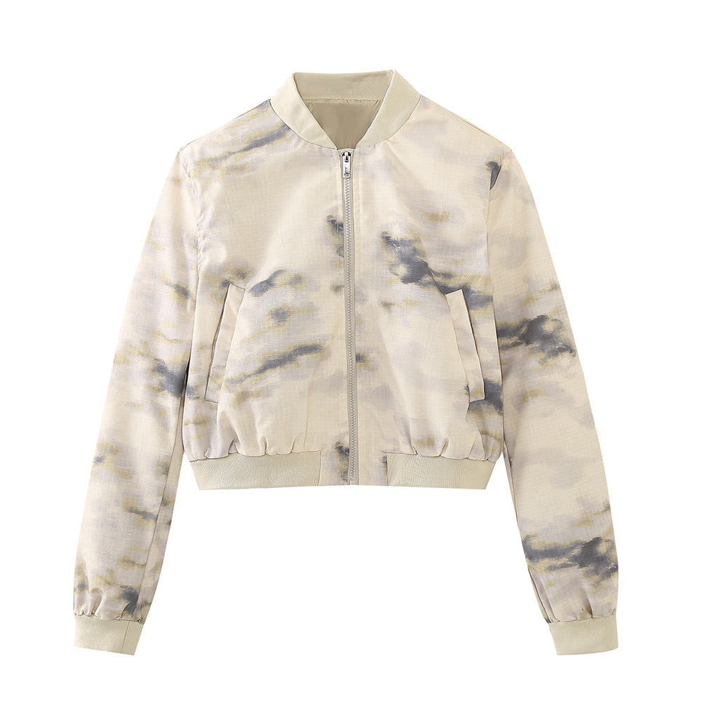 Femme Let Cropped Bomberjakke med Sidelommer Stilla